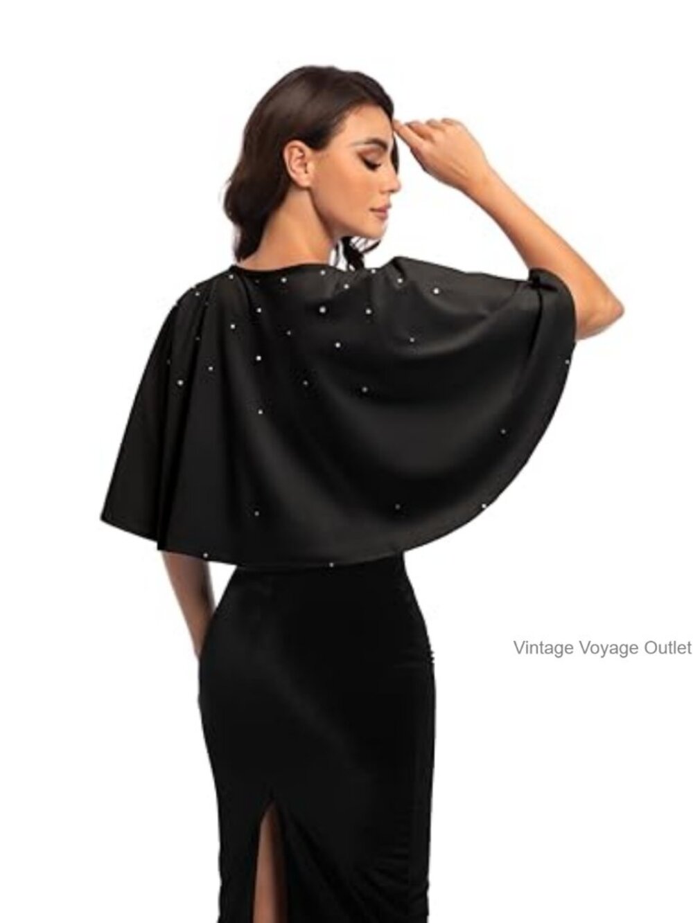 Soft Plush Knit Shawl Wrap Shrug Handcrafted Pearls Evening Wedding Cover Up